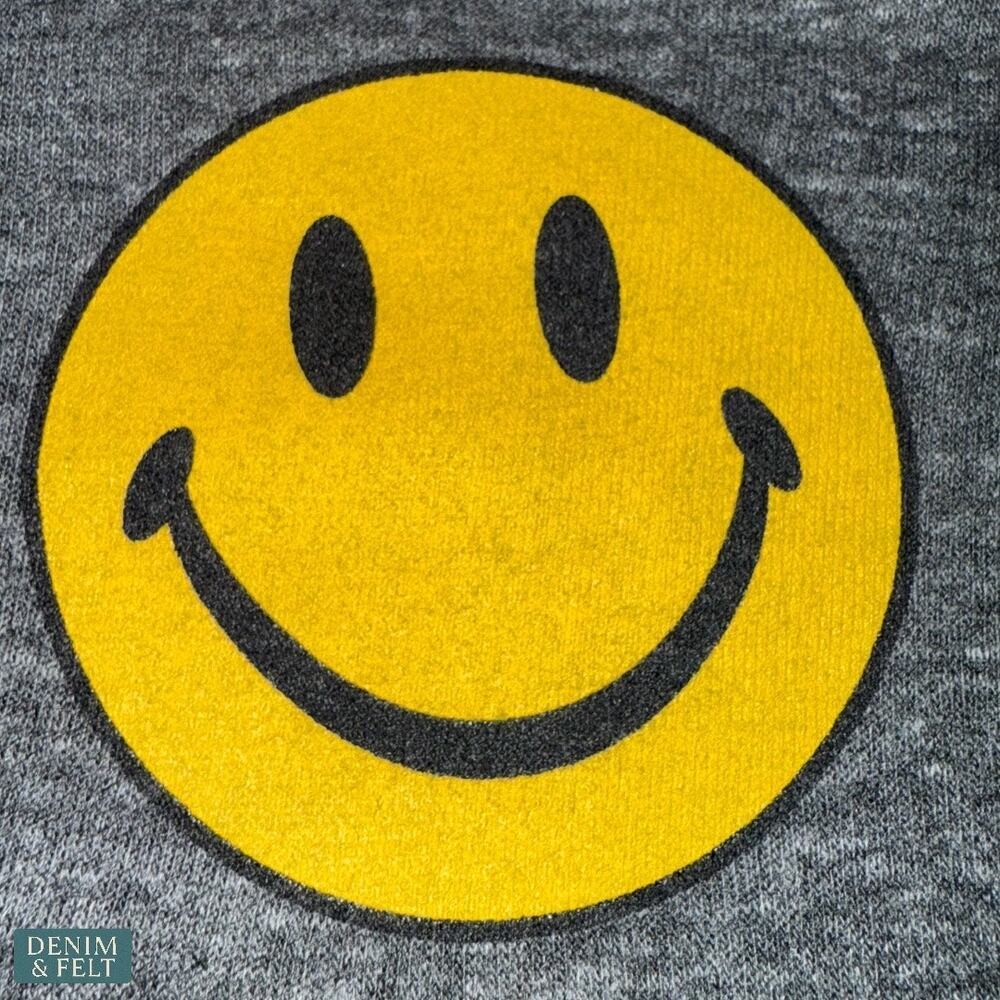 Aviator Nation Smiley Face Crewneck Sweatshirt Heather Grey Pullover Unisex M - Picture 5 of 8